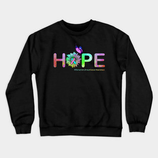 Hope Flower Butterfly Metastatic Breast Cancer Awareness Crewneck Sweatshirt