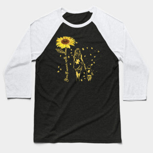 Sunflower You’ll Never Walk Alone Autism Awareness Gift Baseball T-Shirt