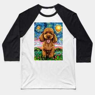 Apricot Poodle Night Baseball T-Shirt