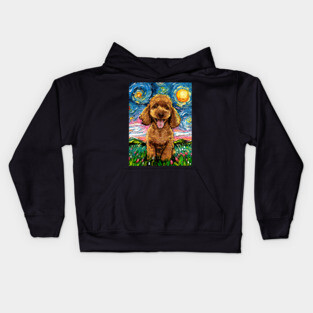 Apricot Poodle Night Kids Hoodie
