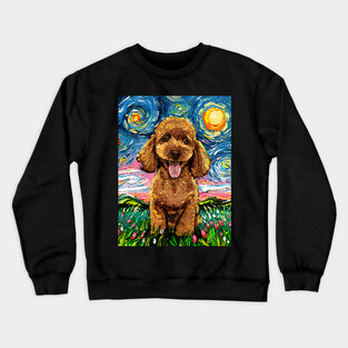Apricot Poodle Night Crewneck Sweatshirt