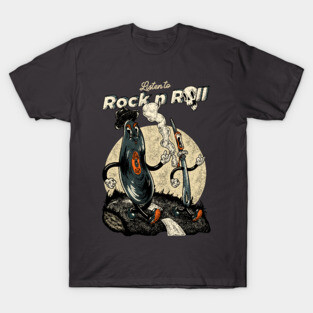 Vinyl Record & Needle - Listen to Rock n Roll (gray) T-Shirt