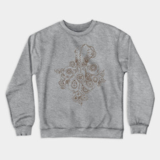 Steampunk Octopus Illustration – Vintage Nautical & Mechanical Gear Apparel Crewneck Sweatshirt