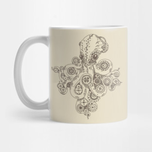 Steampunk Octopus Illustration – Vintage Nautical & Mechanical Gear Apparel Mug