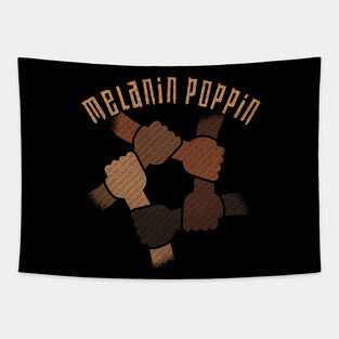 Melanin Poppin black hands holding together BLM Tapestry