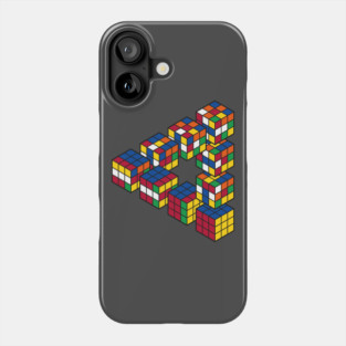 Rubiks Cube Penrose Triangle Optical Illusion - Inspired by Escher Phone Case