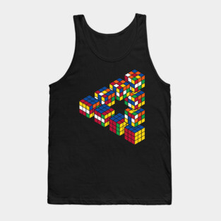 Rubiks Cube Penrose Triangle Optical Illusion - Inspired by Escher Tank Top