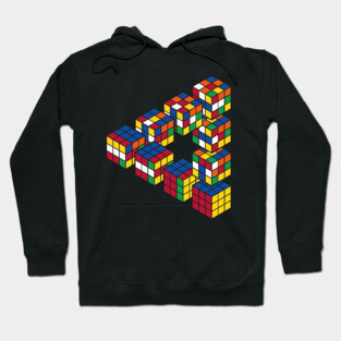 Rubiks Cube Penrose Triangle Optical Illusion - Inspired by Escher Hoodie