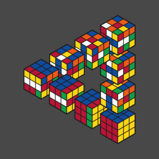 Rubiks Cube Penrose Triangle Optical Illusion - Inspired by Escher T-Shirt