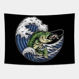 The Great Bass fishing hunter Tapestry