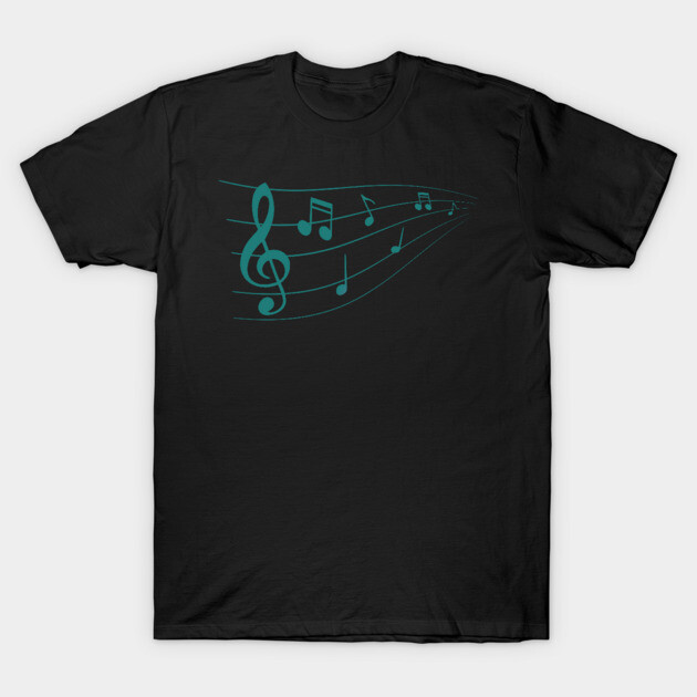Musical notes teal T-Shirt by Mi Bonita Designs