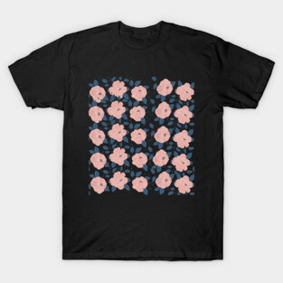 Pretty pink rose pattern Blck T-Shirt