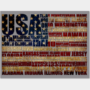 USA and its states in Stars and Stripes Posters and Art