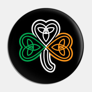 Ireland Flag Over a Celtic Knot Shamrock Pin