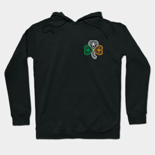 Ireland Flag Over a Celtic Knot Shamrock Hoodie