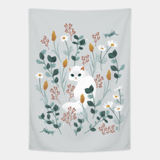 Cat in the meadow Tapestry