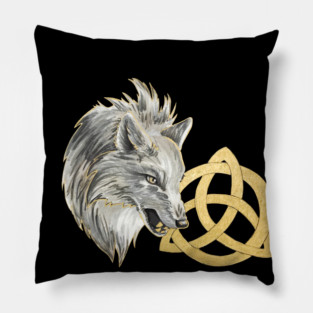 Snarling White Wolf Pillow