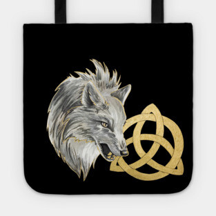 Snarling White Wolf Tote
