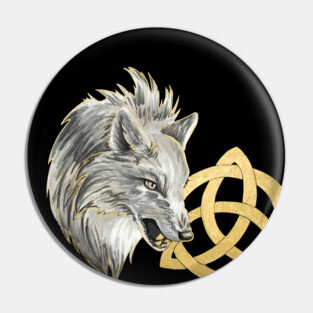 Snarling White Wolf Pin