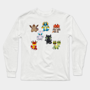 Dragons set, httyd characters, how to train your dragon, cute baby dragons for kids Long Sleeve T-Shirt