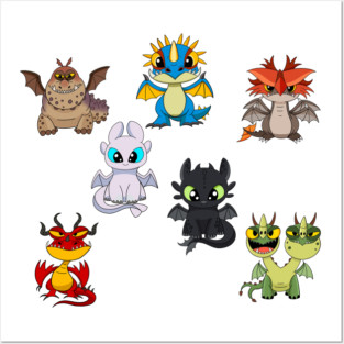 Dragons set, httyd characters, how to train your dragon, cute baby dragons for kids Posters and Art