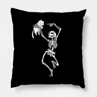 Dancing Skeleton With a Cat Pillow