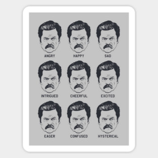 Ron Swanson Emotions Parks and Recreation Sticker