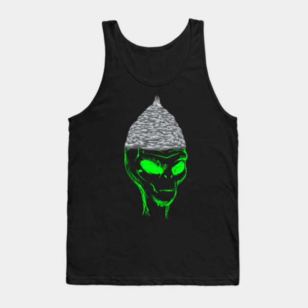 Tinfoil Hat Alien Tank Top by belownormal
