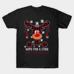 Reindeer Hope For A Cure Multiple myeloma Awareness Christmas T-Shirt