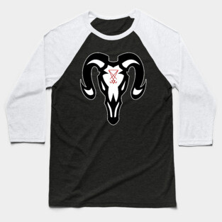 Lucifer Goat Skull Baseball T-Shirt