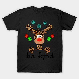 Be Kind Autism Awareness Reindeer Hippie Christmas Gift T-Shirt