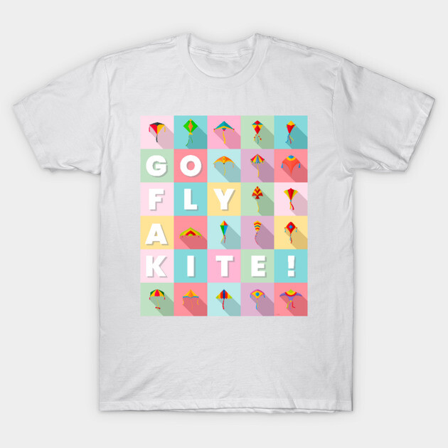 Go fly a kite! Kite Flying Colorful Pastel Design T-Shirt by creative