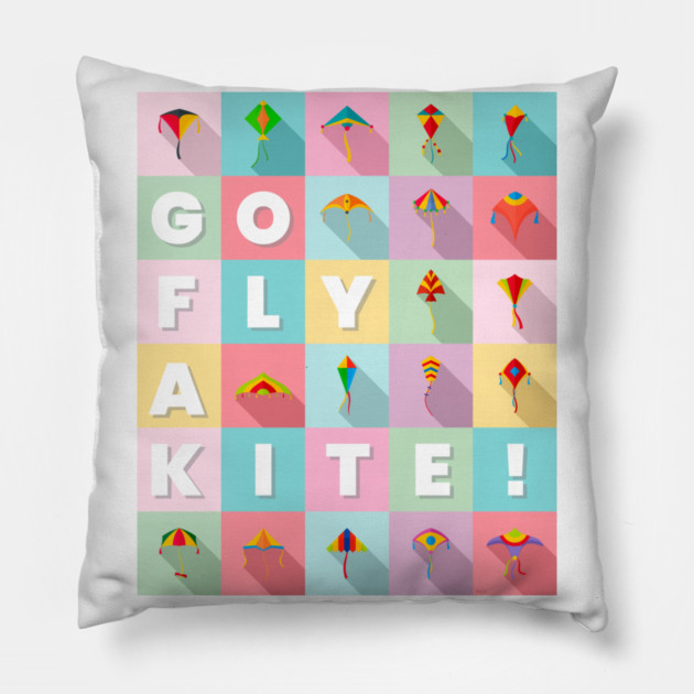 Go fly a kite! Kite Flying Colorful Pastel Design Pillow by creative