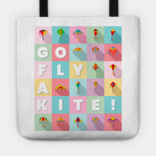 Go fly a kite! Kite Flying Colorful Pastel Design Tote