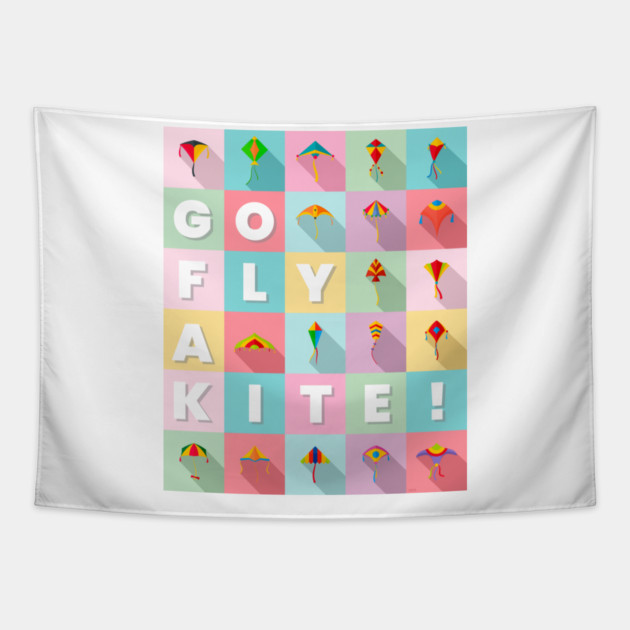 Go fly a kite! Kite Flying Colorful Pastel Design Tapestry by creative