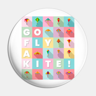 Go fly a kite! Kite Flying Colorful Pastel Design Pin