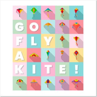 Go fly a kite! Kite Flying Colorful Pastel Design Posters and Art