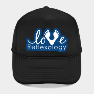 Love Reflexology - BACK of shirt placement (Blue outline) Hat