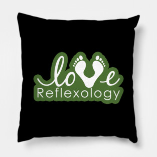 Love Reflexology - BACK of shirt placement (Dark green outline) Pillow