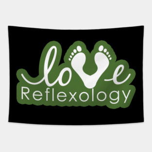 Love Reflexology - BACK of shirt placement (Dark green outline) Tapestry