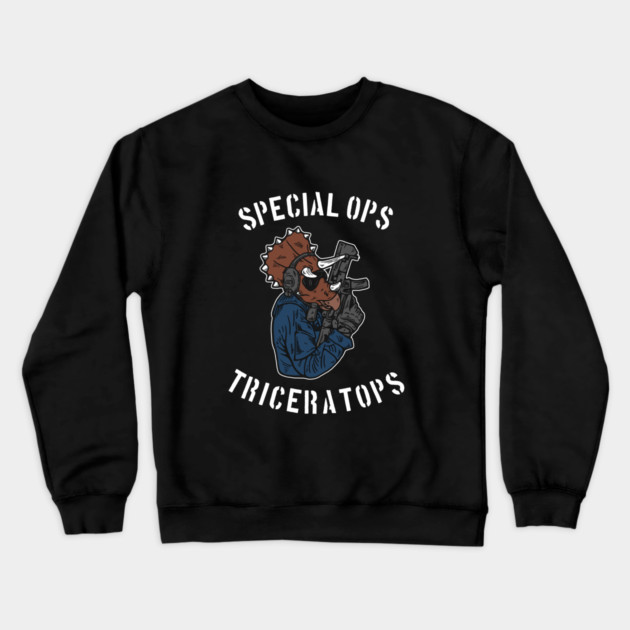 Special Ops Triceratops Crewneck Sweatshirt by dumbshirts