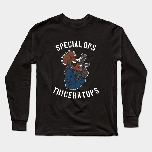 Special Ops Triceratops Long Sleeve T-Shirt by dumbshirts