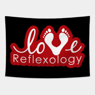 Love Reflexology - BACK of shirt placement (Red outline) Tapestry
