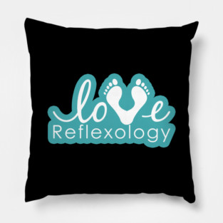 Love Reflexology - BACK of shirt placement (Teal outline) Pillow