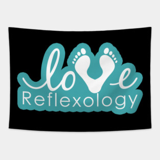 Love Reflexology - BACK of shirt placement (Teal outline) Tapestry