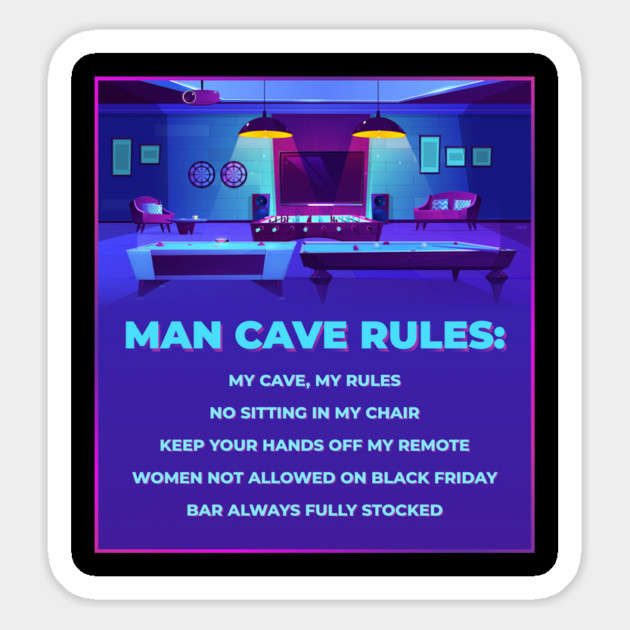 Man Cave Rules Funny Man space Design Magnet by creative