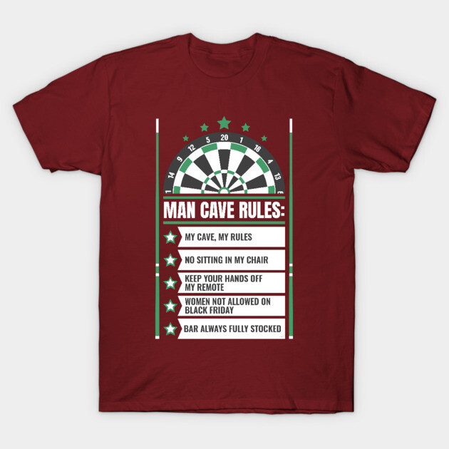 Man Cave Rules Funny Man space Design T-Shirt by creative