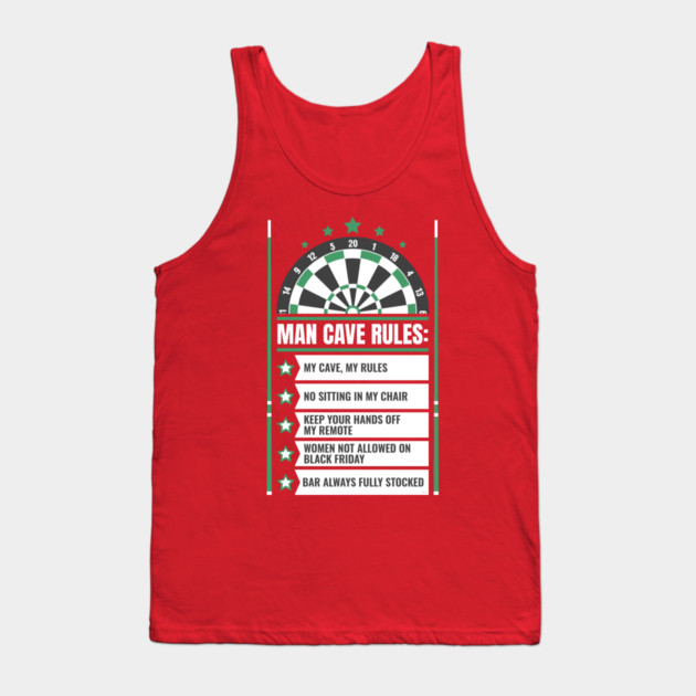 Man Cave Rules Funny Man space Design Tank Top by creative