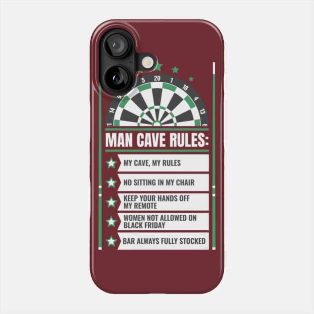 Man Cave Rules Funny Man space Design Phone Case by creative