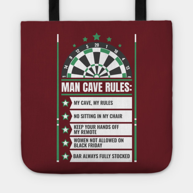 Man Cave Rules Funny Man space Design Tote by creative